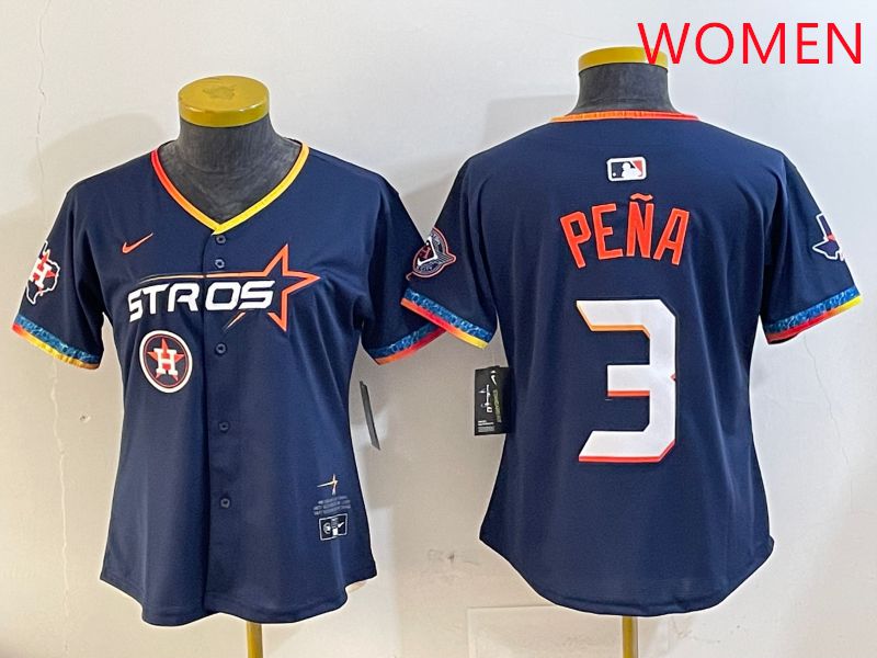 Women Houston Astros #3 Pena Drak Blue Fourth generation Joint Name 2025 Nike MLB Jersey style 5->women mlb jersey->Women Jersey